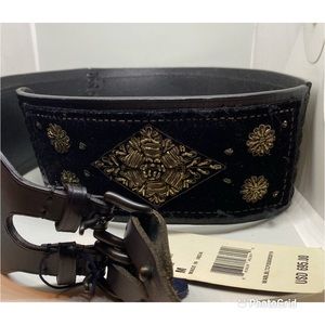 Ralph Lauren gold and black embroidered handmade belt